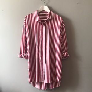 Zara Oversize Red Striped Button-Up